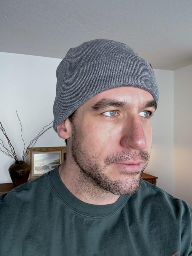 The Author, Jaron, wearing Safesleeve's EMF protection beanie.