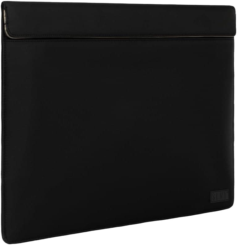 Black rectangular laptop sleeve with a zipper closure at the top.