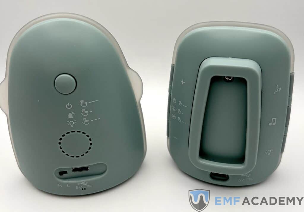 Back of Timeflys baby monitor units.