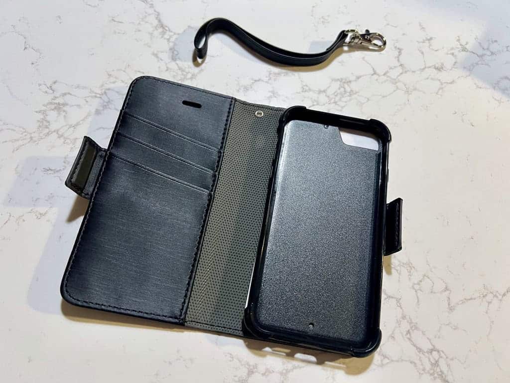 Defendershield wallet case open on countertop